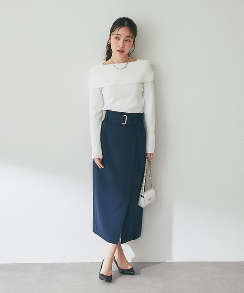 La boutique BonBon(ラブティックボンボン)の「【オフィスで差がつく】ベルト付きナロースカート(スカート・レディース・オフホワイト/ライトグレー/ネイビー・38/34/36)」の12枚目の写真