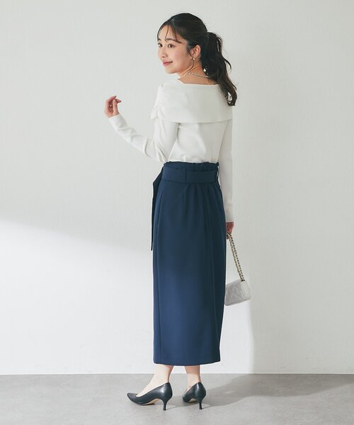La boutique BonBon(ラブティックボンボン)の「【オフィスで差がつく】ベルト付きナロースカート(スカート・レディース・オフホワイト/ライトグレー/ネイビー・38/34/36)」の10枚目の写真