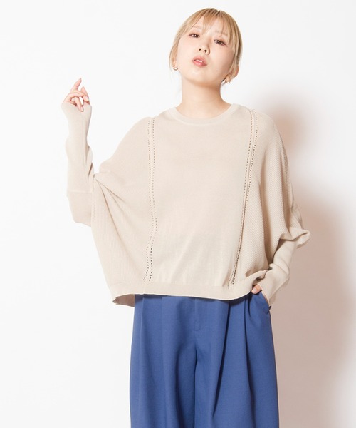 OSMOSIS(オズモーシス)の「切替ドルマンニットプルオーバー(ニット/セーター・レディース・ピンク/チャコール/ライトベージュ/ブルー・ONE SIZE)」の3枚目の写真