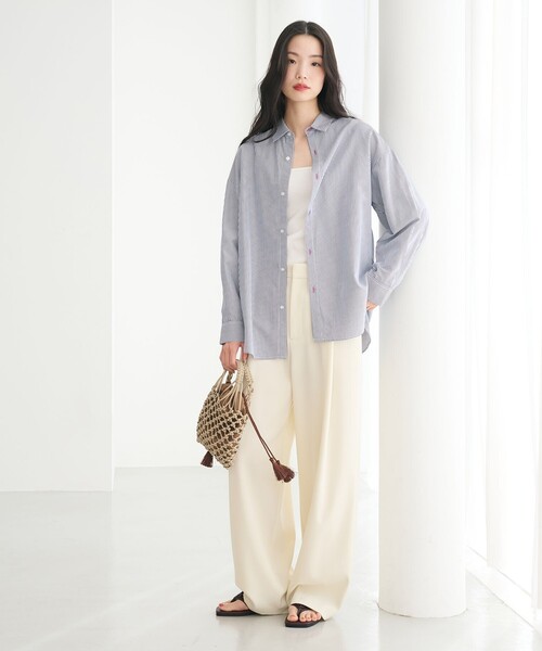 BEAUTY&YOUTH UNITED ARROWS（ビューティーアンドユースユナイテッドアローズ）の「【WEB限定】ストライプ レギュラーシャツ（シャツ/ブラウス・レディース・ライトブルー/ベージュ/ネイビー・FREE）」の6枚目の写真