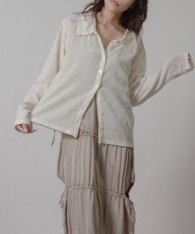 Social GIRL | 2026SS メランジ 楊柳 オープンカラーシャツ 長袖シャツ(シャツ/ブラウス)