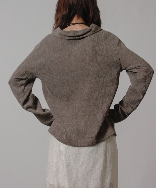 Social GIRL(ソーシャルガール)の「2026SS メランジ 楊柳 オープンカラーシャツ 長袖シャツ(シャツ/ブラウス・レディース・ライトグレー/ブラウン/アイボリー・M)」の9枚目の写真