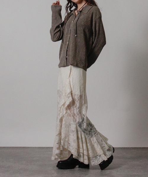 Social GIRL(ソーシャルガール)の「2026SS メランジ 楊柳 オープンカラーシャツ 長袖シャツ(シャツ/ブラウス・レディース・ライトグレー/ブラウン/アイボリー・M)」の12枚目の写真