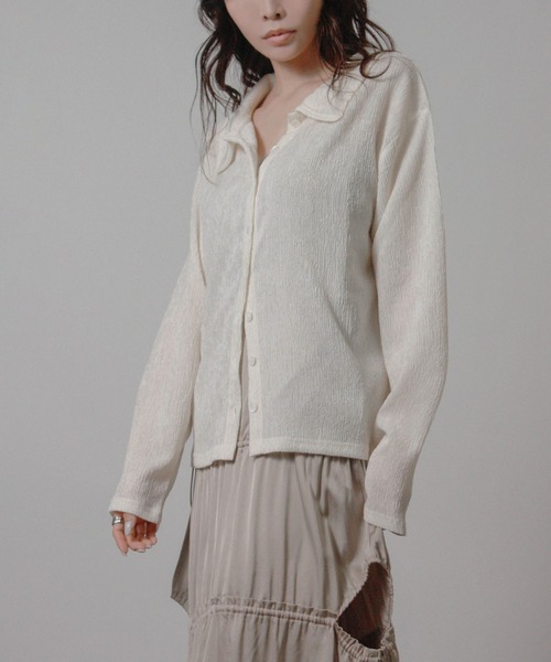 Social GIRL(ソーシャルガール)の「2026SS メランジ 楊柳 オープンカラーシャツ 長袖シャツ(シャツ/ブラウス・レディース・ライトグレー/ブラウン/アイボリー・M)」の20枚目の写真