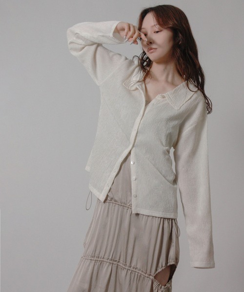 Social GIRL(ソーシャルガール)の「2026SS メランジ 楊柳 オープンカラーシャツ 長袖シャツ(シャツ/ブラウス・レディース・ライトグレー/ブラウン/アイボリー・M)」の21枚目の写真