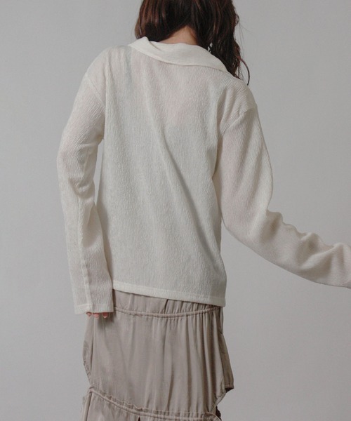 Social GIRL(ソーシャルガール)の「2026SS メランジ 楊柳 オープンカラーシャツ 長袖シャツ(シャツ/ブラウス・レディース・ライトグレー/ブラウン/アイボリー・M)」の22枚目の写真