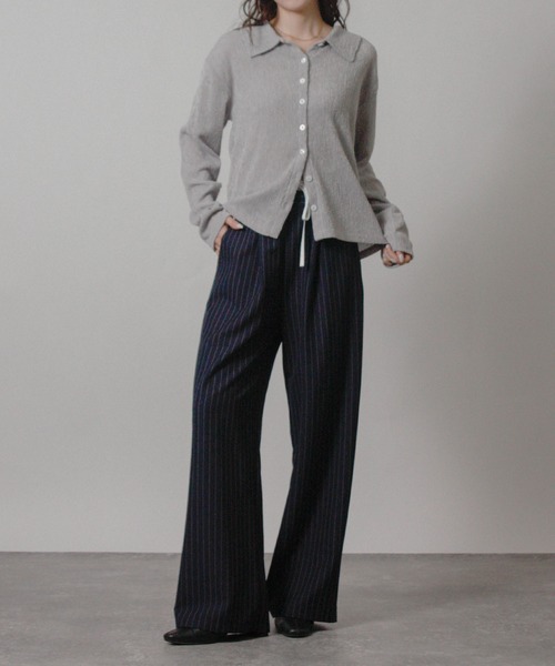 Social GIRL(ソーシャルガール)の「2026SS メランジ 楊柳 オープンカラーシャツ 長袖シャツ(シャツ/ブラウス・レディース・ライトグレー/ブラウン/アイボリー・M)」の5枚目の写真