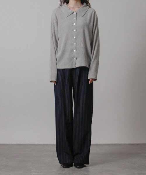 Social GIRL(ソーシャルガール)の「2026SS メランジ 楊柳 オープンカラーシャツ 長袖シャツ(シャツ/ブラウス・レディース・ライトグレー/ブラウン/アイボリー・M)」の17枚目の写真