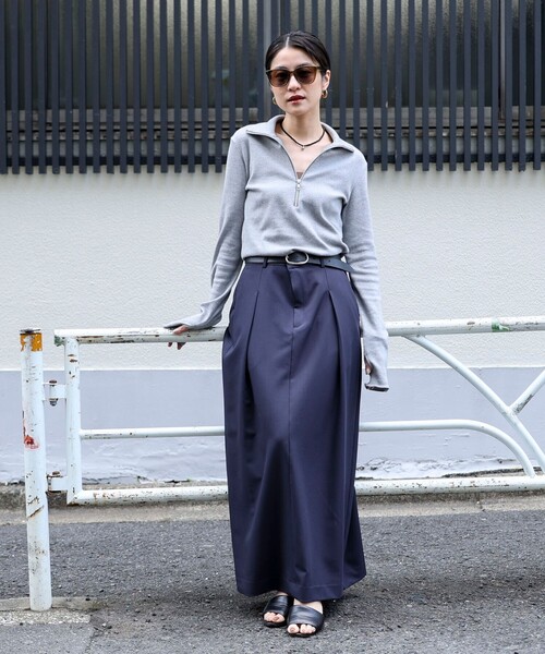 MAQWEL(マクウェル)の「【MAQWEL/マクウェル】タックロングスカート(スカート・レディース・ベージュ/ネイビー・M/S)」の3枚目の写真