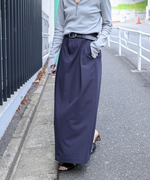 MAQWEL(マクウェル)の「【MAQWEL/マクウェル】タックロングスカート(スカート・レディース・ベージュ/ネイビー・M/S)」の7枚目の写真