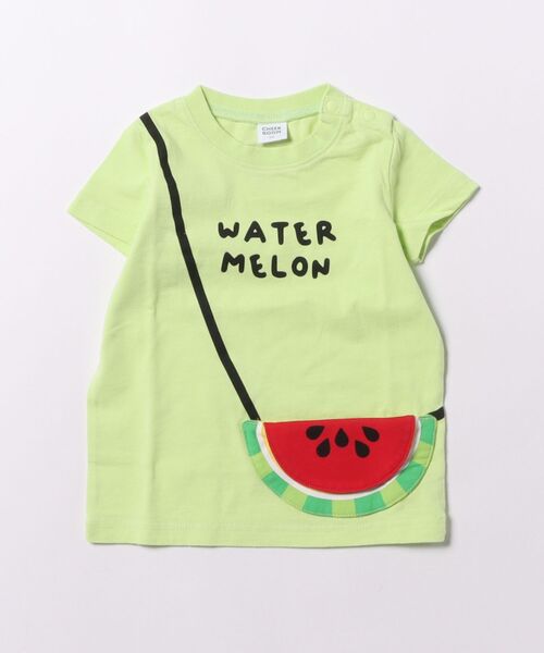 CHEEK ROOM（チークルーム）の「チークルーム すいかポシェット Tシャツ（Tシャツ/カットソー・キッズ・イエロー/ライトグリーン/オフホワイト・90cm/100cm/110cm/120cm/130cm/80ｃｍ）」の2枚目の写真