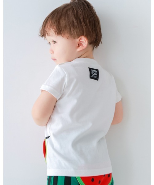CHEEK ROOM（チークルーム）の「チークルーム すいかポシェット Tシャツ（Tシャツ/カットソー・キッズ・イエロー/ライトグリーン/オフホワイト・90cm/100cm/110cm/120cm/130cm/80ｃｍ）」の5枚目の写真