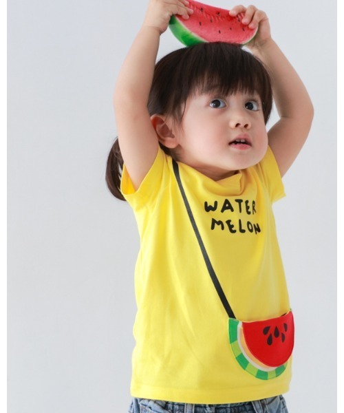 CHEEK ROOM（チークルーム）の「チークルーム すいかポシェット Tシャツ（Tシャツ/カットソー・キッズ・イエロー/ライトグリーン/オフホワイト・90cm/100cm/110cm/120cm/130cm/80ｃｍ）」の6枚目の写真