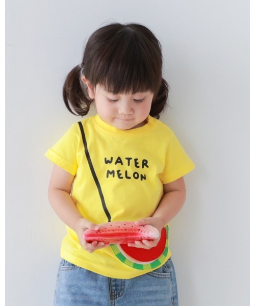 CHEEK ROOM（チークルーム）の「チークルーム すいかポシェット Tシャツ（Tシャツ/カットソー・キッズ・イエロー/ライトグリーン/オフホワイト・90cm/100cm/110cm/120cm/130cm/80ｃｍ）」の8枚目の写真