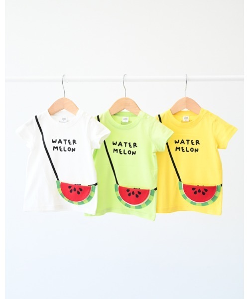 CHEEK ROOM（チークルーム）の「チークルーム すいかポシェット Tシャツ（Tシャツ/カットソー・キッズ・イエロー/ライトグリーン/オフホワイト・90cm/100cm/110cm/120cm/130cm/80ｃｍ）」の19枚目の写真