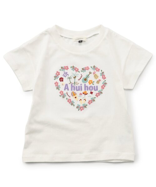 Seraph(セラフ)の「ハワイアン刺繍Tシャツ_ジュニア対応(Tシャツ/カットソー・キッズ・オフホワイト/レモンイエロー/ピンク/ミント・140/130/120/110/100/90/80)」の2枚目の写真