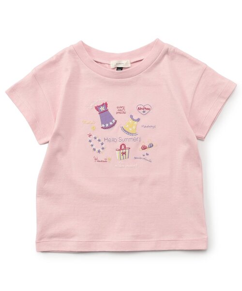 Seraph(セラフ)の「ハワイアン刺繍Tシャツ_ジュニア対応(Tシャツ/カットソー・キッズ・オフホワイト/レモンイエロー/ピンク/ミント・140/130/120/110/100/90/80)」の4枚目の写真