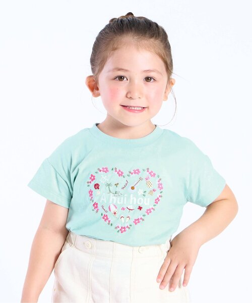 Seraph(セラフ)の「ハワイアン刺繍Tシャツ_ジュニア対応(Tシャツ/カットソー・キッズ・オフホワイト/レモンイエロー/ピンク/ミント・140/130/120/110/100/90/80)」の3枚目の写真