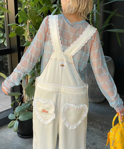HELLO.SANFRANCISCO(ハローサンフランシスコ)の「【HELLO.SANFRANCISCO/ハローサンフランシスコ】レースサテンオーバーオール(サロペット/オーバーオール・レディース・ホワイト/ブラック・ONE SIZE)」の14枚目の写真