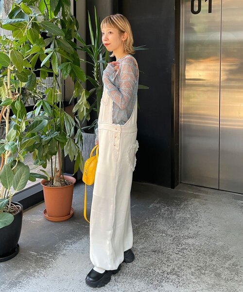 HELLO.SANFRANCISCO(ハローサンフランシスコ)の「【HELLO.SANFRANCISCO/ハローサンフランシスコ】レースサテンオーバーオール(サロペット/オーバーオール・レディース・ホワイト/ブラック・ONE SIZE)」の19枚目の写真