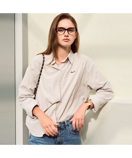 SLOWLOLLI（スローローリ）の「Square check shirt_2 Colors（シャツ/ブラウス・レディース・ブルー/アイボリー・FREE）」の2枚目の写真