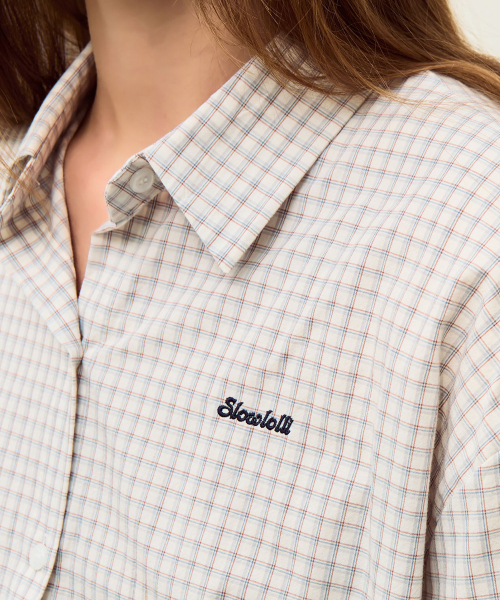 SLOWLOLLI（スローローリ）の「Square check shirt_2 Colors（シャツ/ブラウス・レディース・ブルー/アイボリー・FREE）」の5枚目の写真