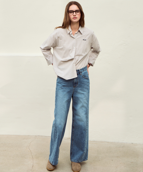 SLOWLOLLI（スローローリ）の「Square check shirt_2 Colors（シャツ/ブラウス・レディース・ブルー/アイボリー・FREE）」の6枚目の写真