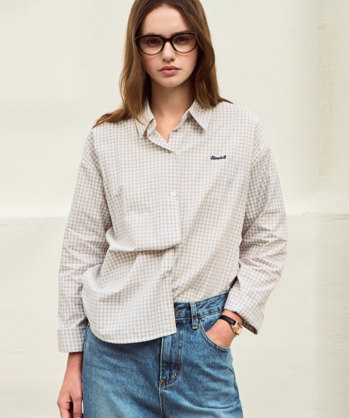 SLOWLOLLI（スローローリ）の「Square check shirt_2 Colors（シャツ/ブラウス・レディース・ブルー/アイボリー・FREE）」の9枚目の写真