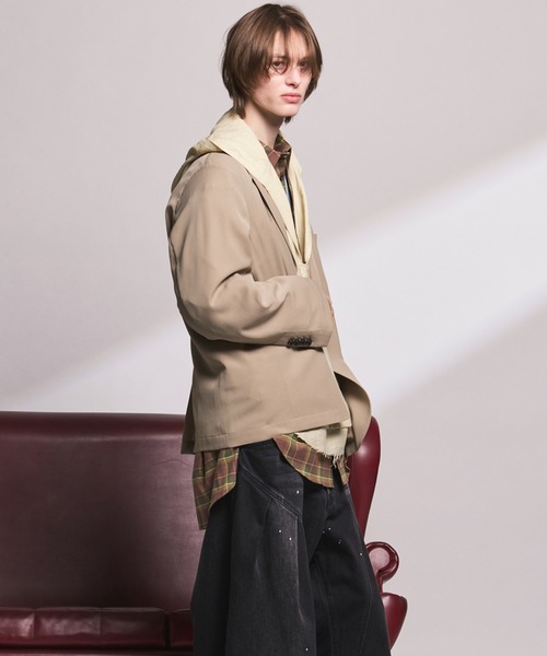 MAISON SPECIAL(メゾンスペシャル)の「《UNISEX》TW Worsted Relax-Over 2B Tailored Jacket/TWウーステッドリラックスオーバー2Bテーラードジャケット【MAISON SPECIAL/メゾンスペシャル】■セットアップ対応■(テーラードジャケット・メンズ・グレイッシュベージュ/ブラック/ベージュ/グレー・2/1/0)」の15枚目の写真