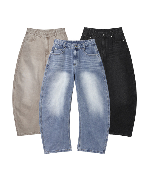 INTEMPOMOOD(インテンポムード)の「ペイルフェイドカーブデニム_ベージュ(デニムパンツ・メンズ・ベージュ・MEDIUM/LARGE/X-LARGE)」の2枚目の写真