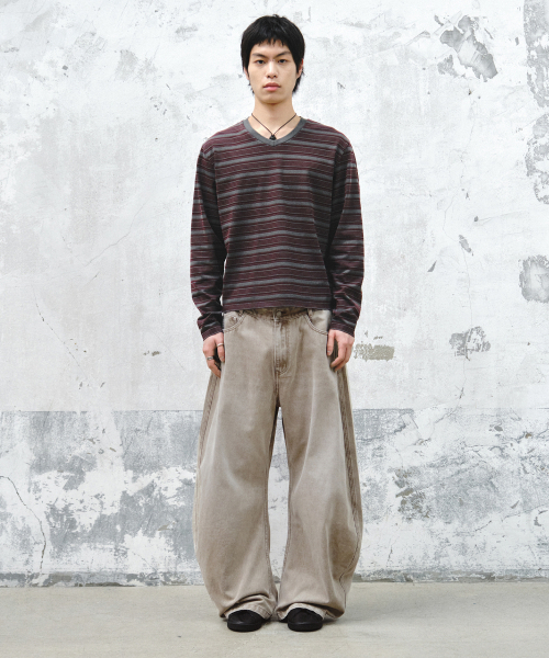 INTEMPOMOOD(インテンポムード)の「ペイルフェイドカーブデニム_ベージュ(デニムパンツ・メンズ・ベージュ・MEDIUM/LARGE/X-LARGE)」の4枚目の写真
