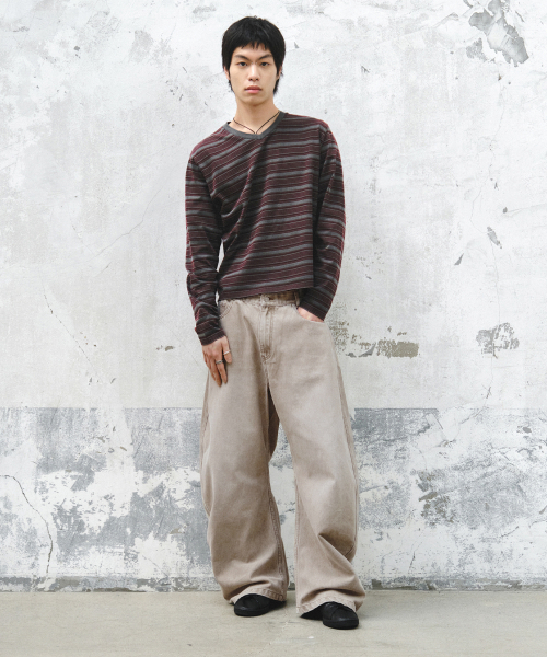 INTEMPOMOOD(インテンポムード)の「ペイルフェイドカーブデニム_ベージュ(デニムパンツ・メンズ・ベージュ・MEDIUM/LARGE/X-LARGE)」の5枚目の写真