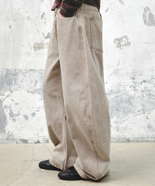 INTEMPOMOOD(インテンポムード)の「ペイルフェイドカーブデニム_ベージュ(デニムパンツ・メンズ・ベージュ・MEDIUM/LARGE/X-LARGE)」の8枚目の写真