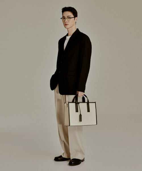BEDFORD11TH（ベッドフォードイレブンス）の「ユニショッパー EW キャンバスコンボ [アイボリーブラックコンボ]（トートバッグ・メンズ・その他・FREE）」の2枚目の写真