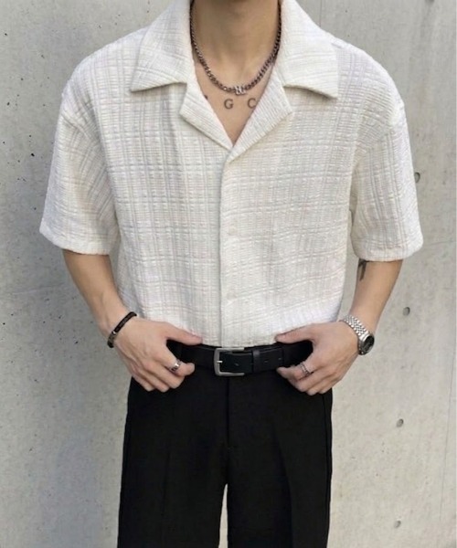 セール】【26年春夏新作】ワッフルエンボス ルーズシルエット 開襟