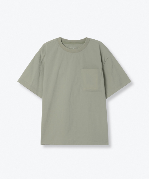 MUSINSA STANDARD KIDS（ムシンサスタンダードキッズ）の「クールタッチオーバーサイズポケットウーブンTシャツ[ライトカーキ]（Tシャツ/カットソー・レディース・その他・110/120/100/130/140/150/160）」の2枚目の写真