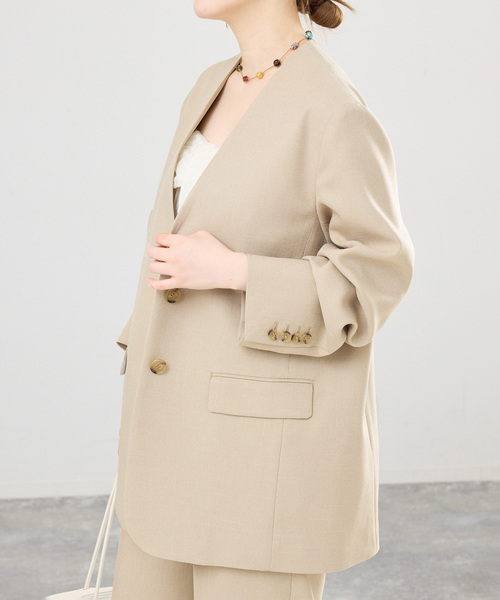 美品✨ IENA ツイード ノーカラー ジャケット ブラック×ホワイト IENA（イエナ） ジャケット ノーカラージャケット ファンシーツイード