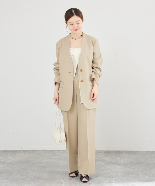 IENA(イエナ)の「《セットアップ対応》シャークツイードノーカラージャケット(ノーカラージャケット・レディース・ベージュ/ブラウン・36/38)」の12枚目の写真