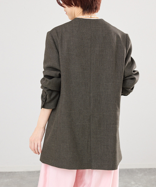 IENA(イエナ)の「《セットアップ対応》シャークツイードノーカラージャケット(ノーカラージャケット・レディース・ベージュ/ブラウン・36/38)」の15枚目の写真