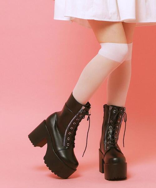 cs T&P(シーエスティーアンドピー)の「厚底サイドジップミドル丈ブーツ(ブーツ・レディース・ブラック/ブラック系1・LL/L/M/S/XL)」の4枚目の写真