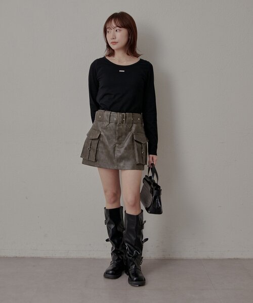 mline（エムライン）の「[mline]プレート ラウンドＴシャツ（Tシャツ/カットソー・レディース・オフホワイト/ブラック・FREE）」の12枚目の写真