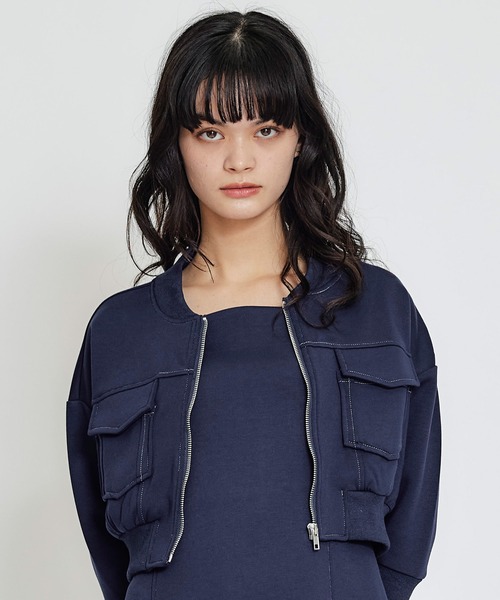 REDYAZEL（レディアゼル）の「【セットアップ可能】バイカラーステッチカットブルゾン（ブルゾン・レディース・キナリ/ミント/ネイビー・FREE）」の3枚目の写真