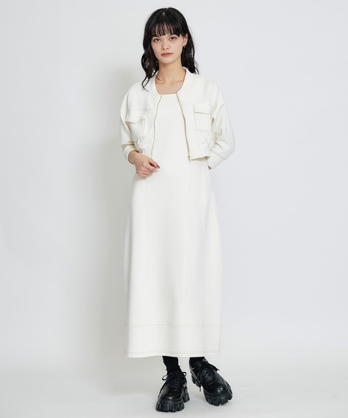 REDYAZEL（レディアゼル）の「【セットアップ可能】バイカラーステッチカットブルゾン（ブルゾン・レディース・キナリ/ミント/ネイビー・FREE）」の5枚目の写真