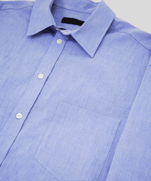WISM(ウィズム)の「NAMELESSNESS / ネームレスネス COTTON LONG SLEEVE SHIRT(シャツ/ブラウス・メンズ・ブルー/ブルー系その他/ホワイト・3/2)」の9枚目の写真