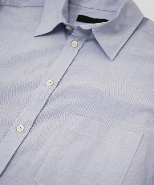 WISM(ウィズム)の「NAMELESSNESS / ネームレスネス COTTON LONG SLEEVE SHIRT(シャツ/ブラウス・メンズ・ブルー/ブルー系その他/ホワイト・3/2)」の12枚目の写真