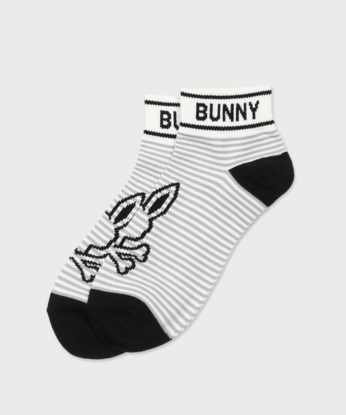 Psycho Bunny（サイコバニー）の「[GOLF]ボーダーシルエットバニー ボーダー柄ソックス（ソックス/靴下・メンズ・ライトグレー/ネイビー/ブルー・25-27）」の2枚目の写真