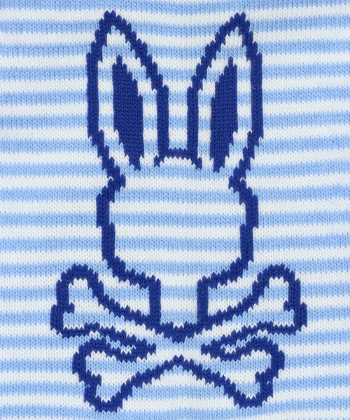 Psycho Bunny（サイコバニー）の「[GOLF]ボーダーシルエットバニー ボーダー柄ソックス（ソックス/靴下・メンズ・ライトグレー/ネイビー/ブルー・25-27）」の4枚目の写真