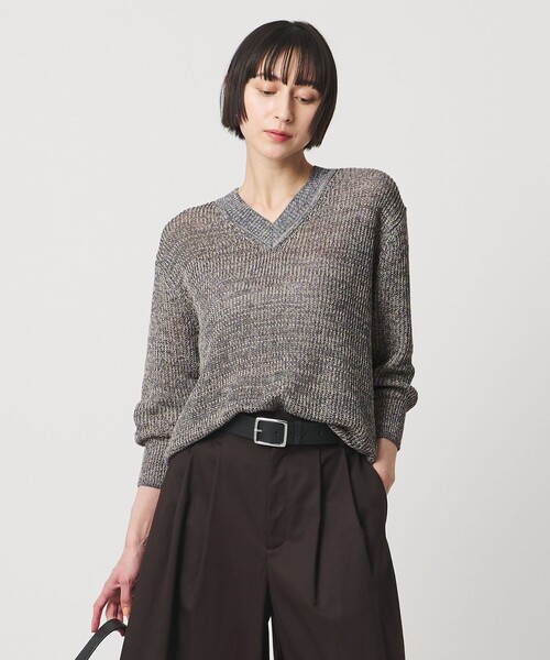 UNITED ARROWS(ユナイテッドアローズ)の「カラーヤーン Vネック ニット ‐ウォッシャブル‐(ニット/セーター・レディース・ダークグレー/ライトグレー/ターコイズブルー系・FREE)」の1枚目の写真