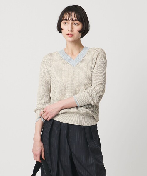 UNITED ARROWS(ユナイテッドアローズ)の「カラーヤーン Vネック ニット ‐ウォッシャブル‐(ニット/セーター・レディース・ダークグレー/ライトグレー/ターコイズブルー系・FREE)」の19枚目の写真