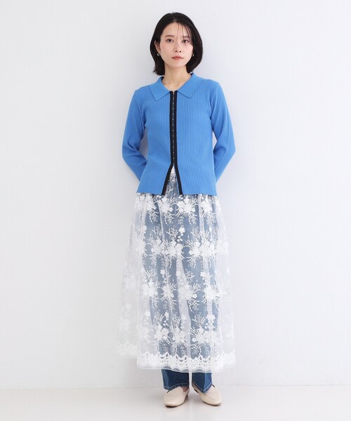 OPAQUE.CLIP(オペークドットクリップ)の「シアーレース刺繍レイヤードスカート【洗濯機OK】(スカート・レディース・ブラック/ホワイト・00)」の12枚目の写真